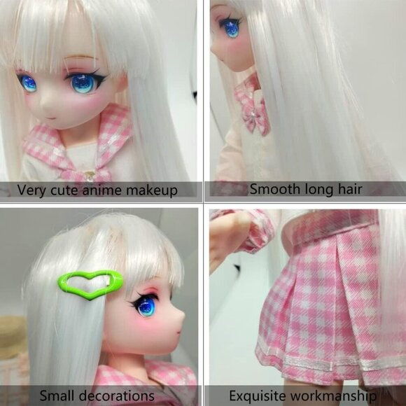 Pretty Ball Jointed Anime Style Doll Including Wig Hair, Makeup, Eyes, Clothes - Picture 2 of 6